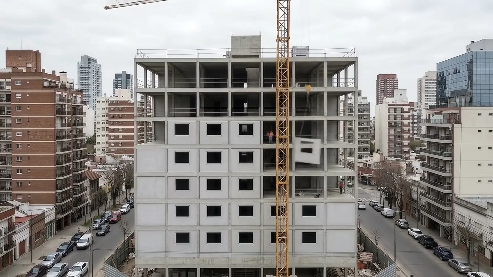Edificio en montaje con paredes Inbuild